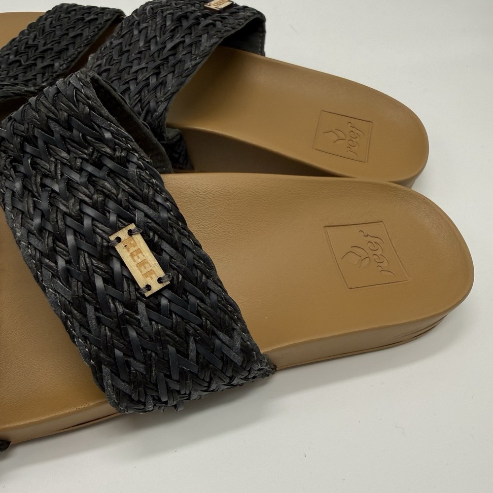 Reef Womens Cushion Vista ll Black Braid Sandal Size 8 EUC Beach Vacation - Picture 5 of 7